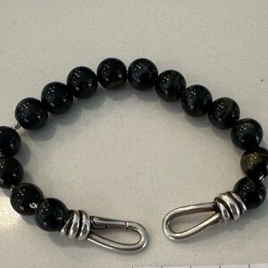 Tiffany Hawkeye Black Beaded Knot Bracelet